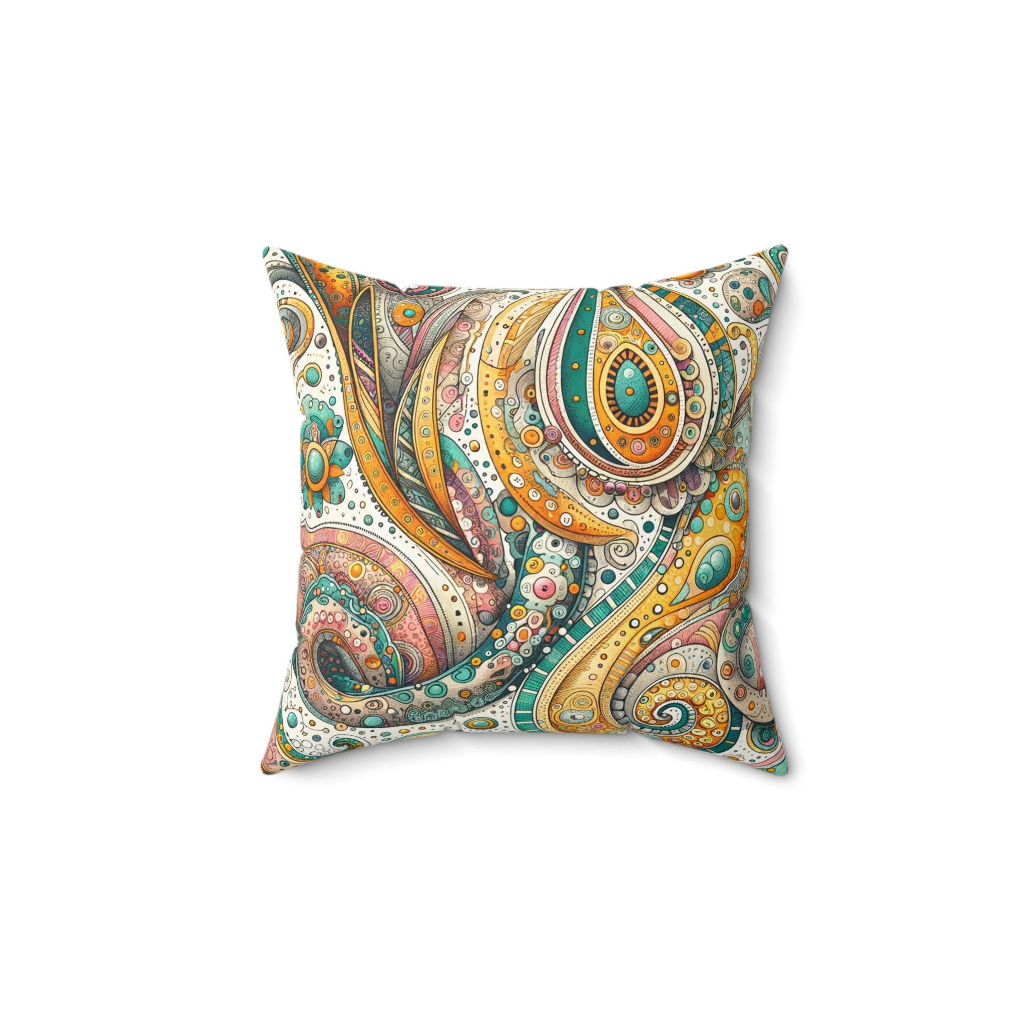 Gold Paisley Designer Throw Pillow