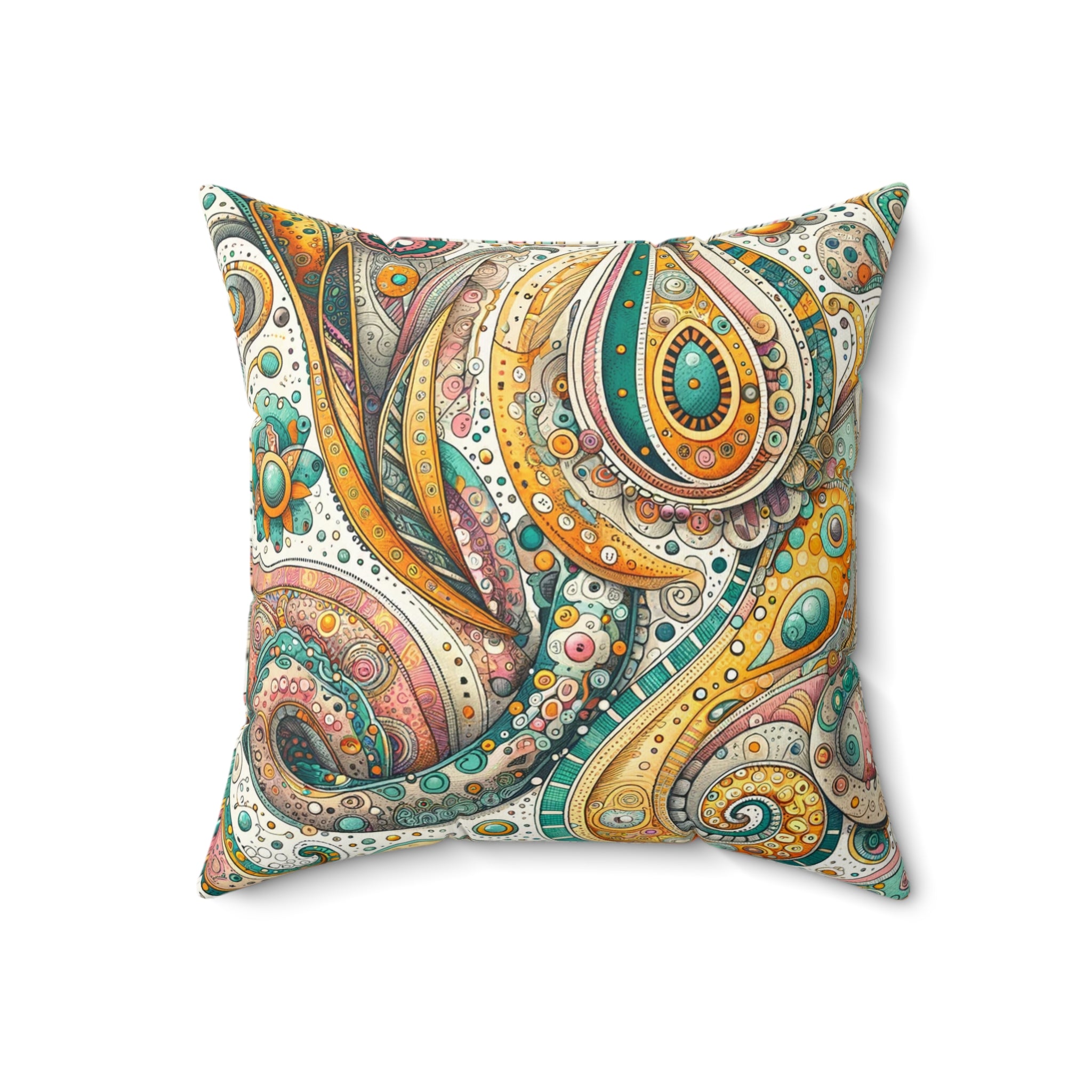 Gold Paisley Designer Throw Pillow