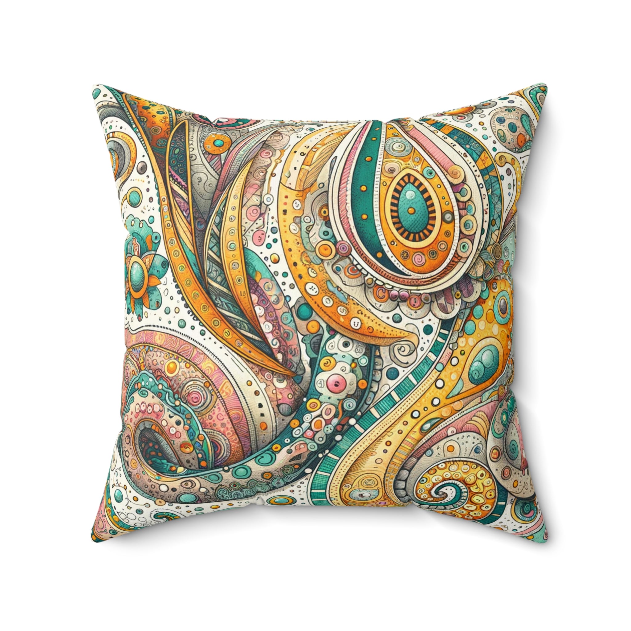 Gold Paisley Designer Throw Pillow