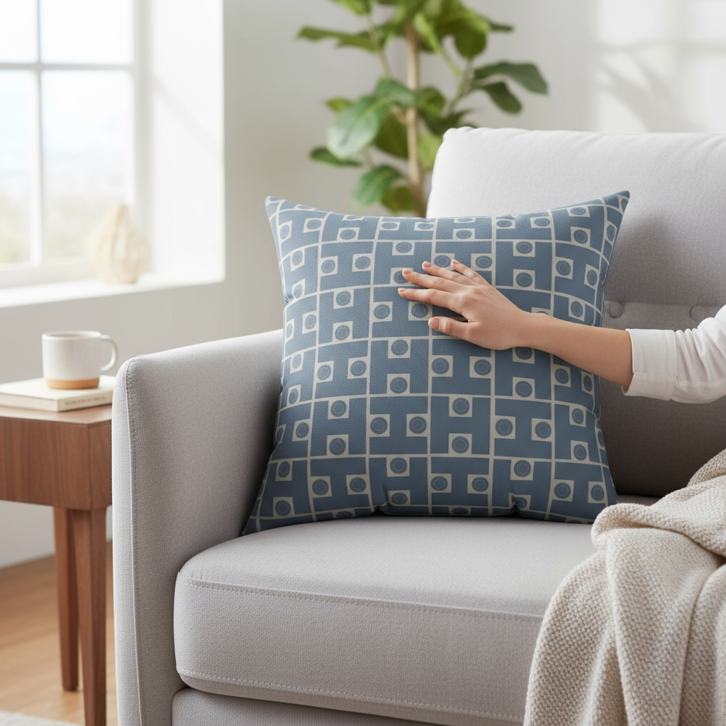 Blue Taupe Signature Designer Throw Pillow