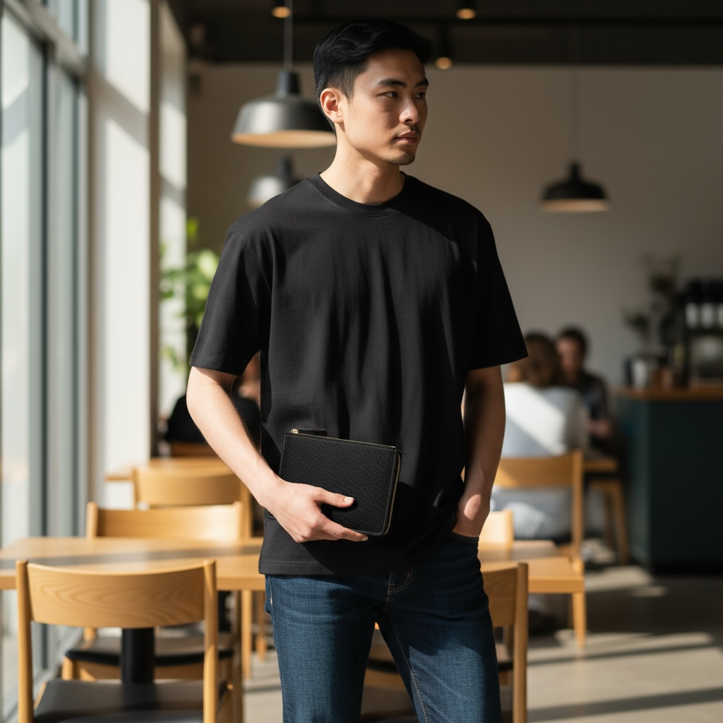 Black Essential Leather Pouch