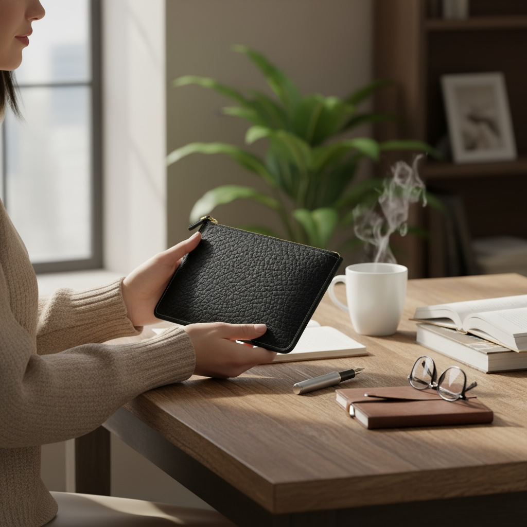 Black Essential Leather Pouch