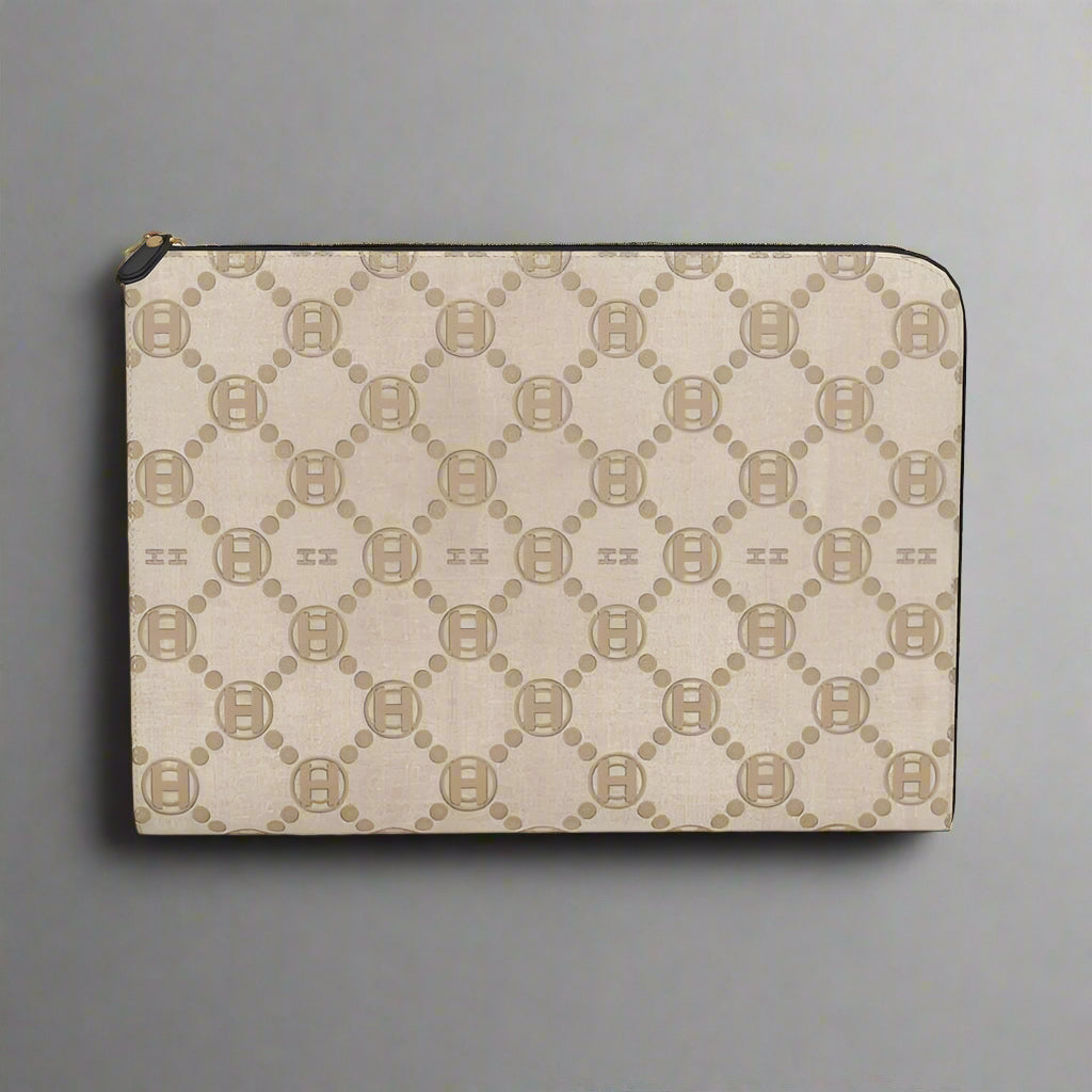 Beige Luxury Leather Laptop Case