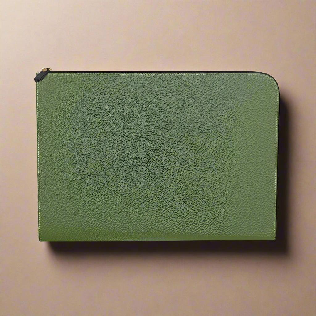 Green Luxury Leather Laptop Carrier