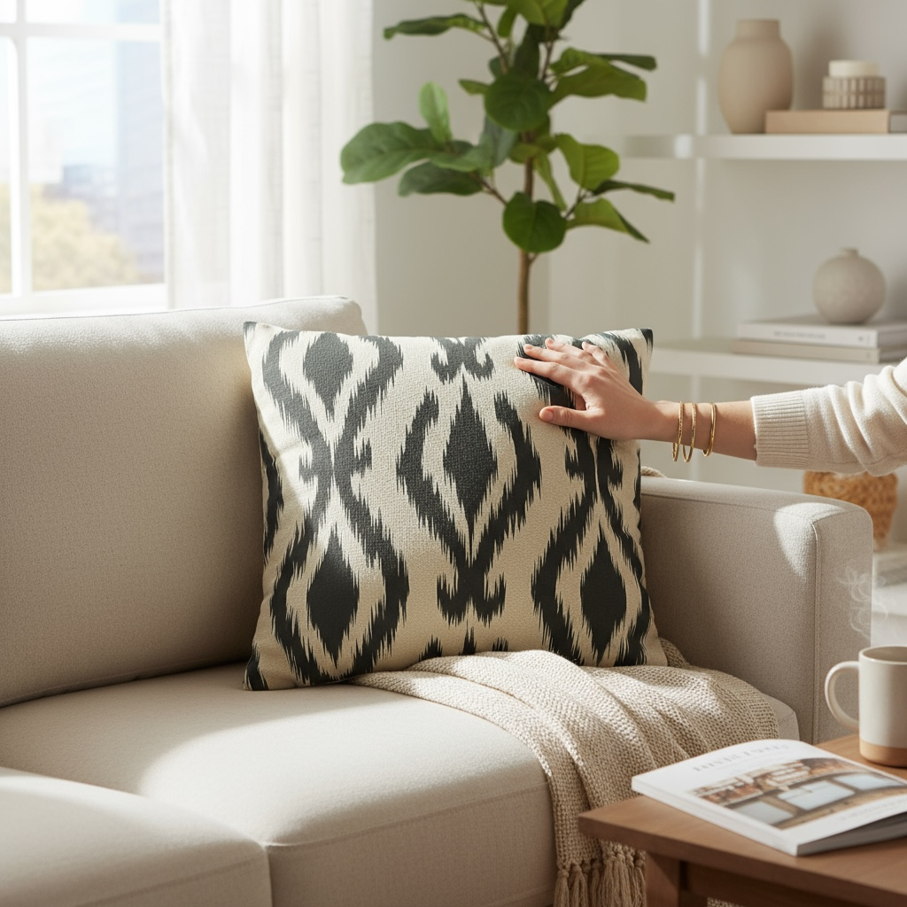 Mallorcan Ikat No. 5 Designer Throw Pillow Cover