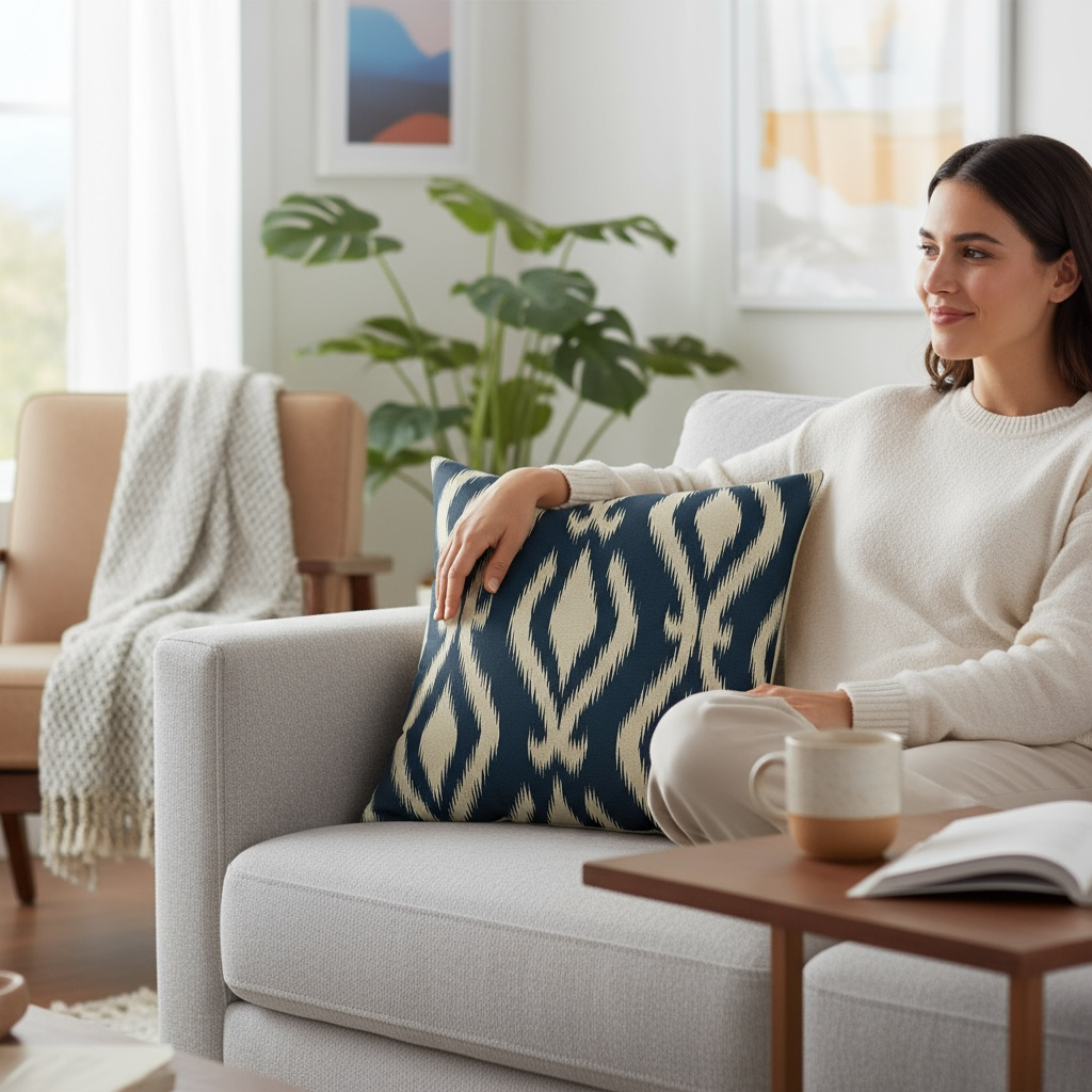 Mallorcan Ikat No. 7 Designer Throw Pillow