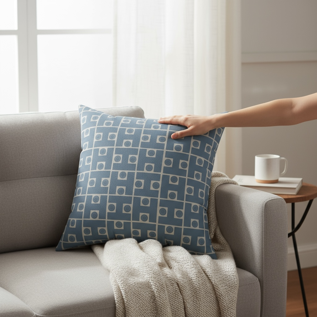 Blue Taupe Signature Designer Throw Pillow