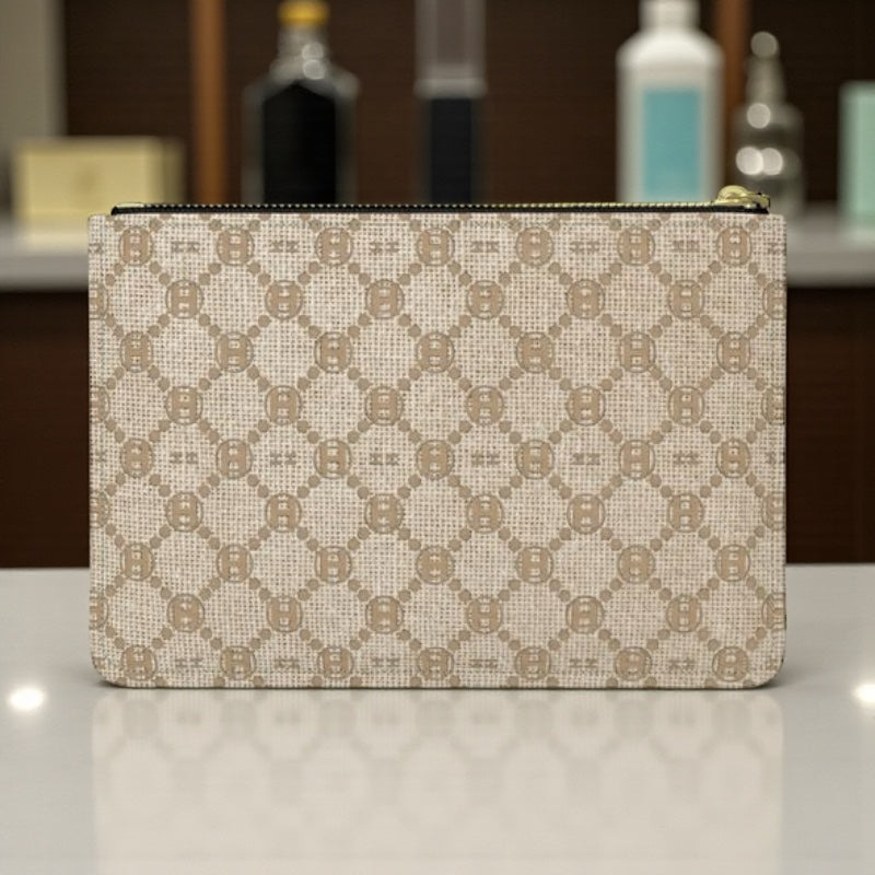 Beige Signature Essential Leather Pouch